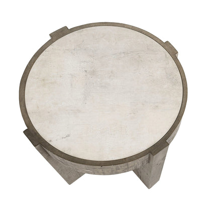 Sonoma Round End Table - Antique White/Distressed Gray