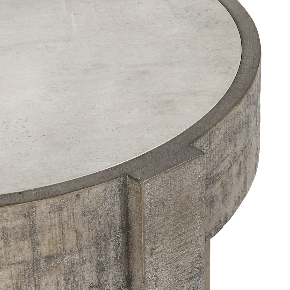 Sonoma Round End Table - Antique White/Distressed Gray