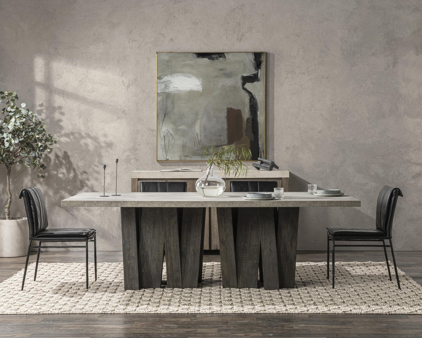 Simone Rectangle Dining Table - Olive Brown/Antique Gray