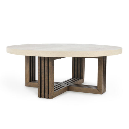 Aspen Round Coffee Table - Antique White/Distressed Brown