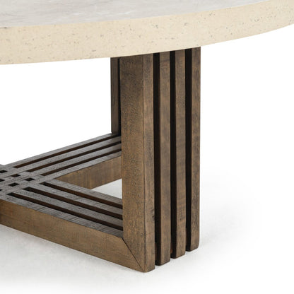 Aspen Round Coffee Table - Antique White/Distressed Brown