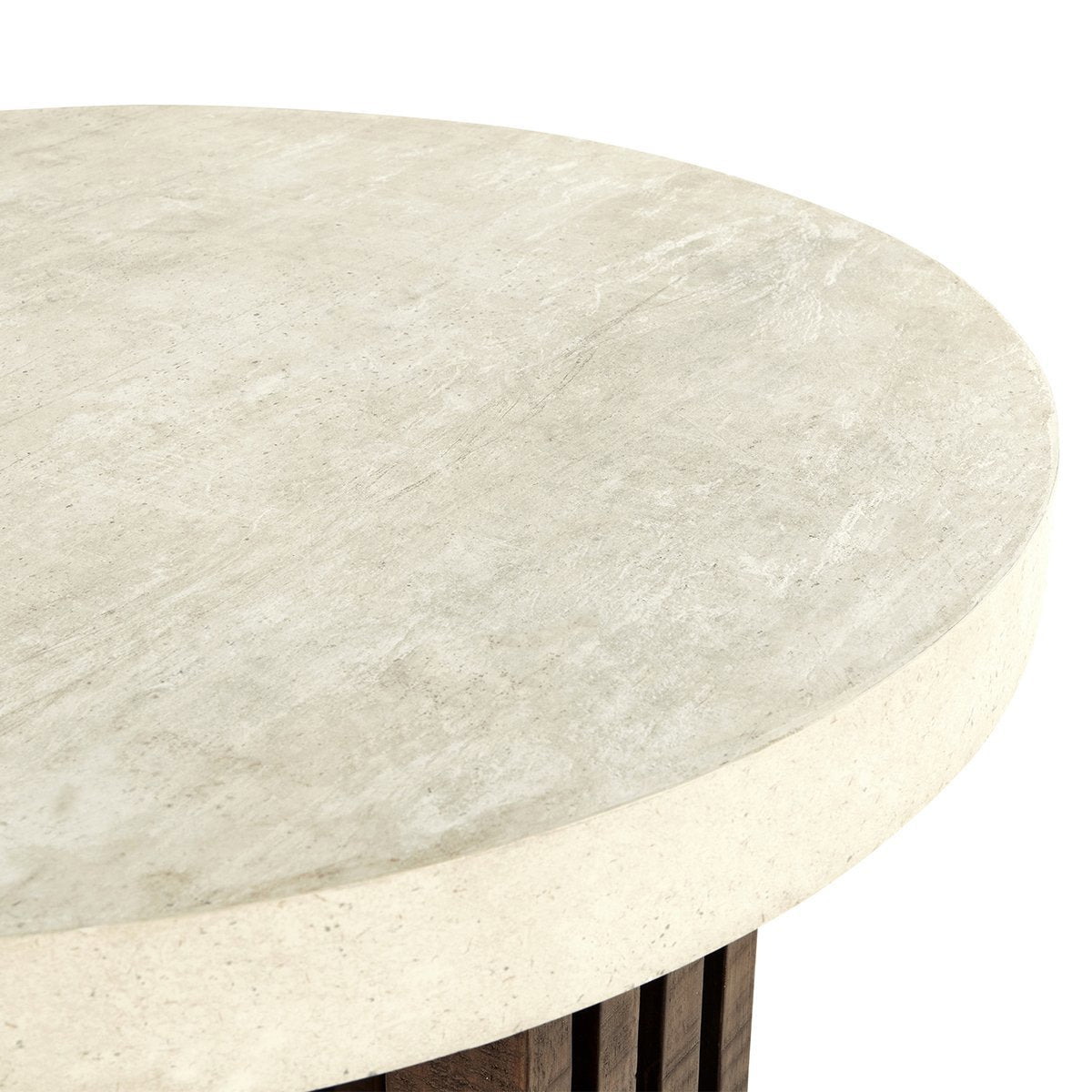 Aspen Round End Table - Antique White/Distressed Brown