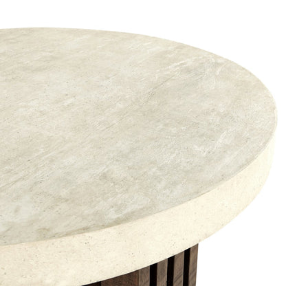 Aspen Round End Table - Antique White/Distressed Brown