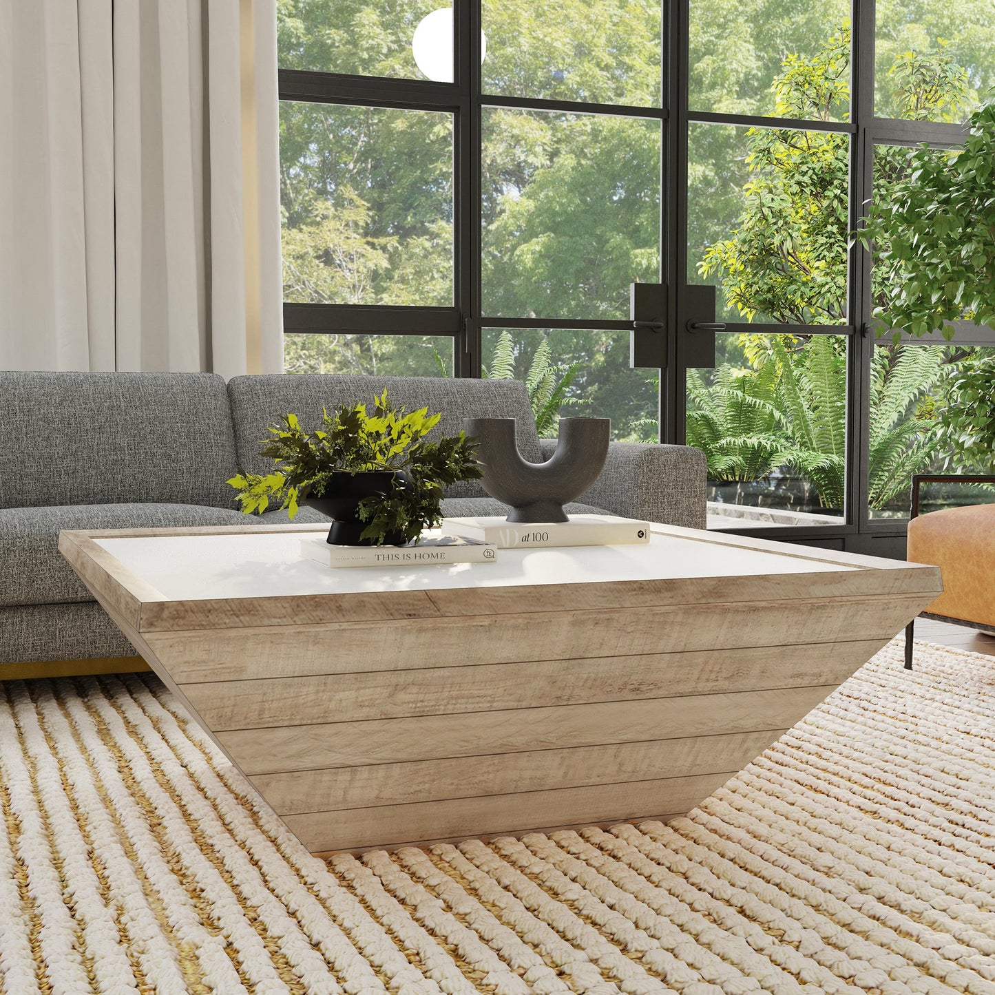 Dalton Square Coffee Table - Natural/Antique White