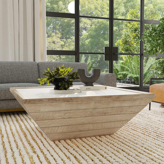 Dalton Square Coffee Table - Natural/Antique White