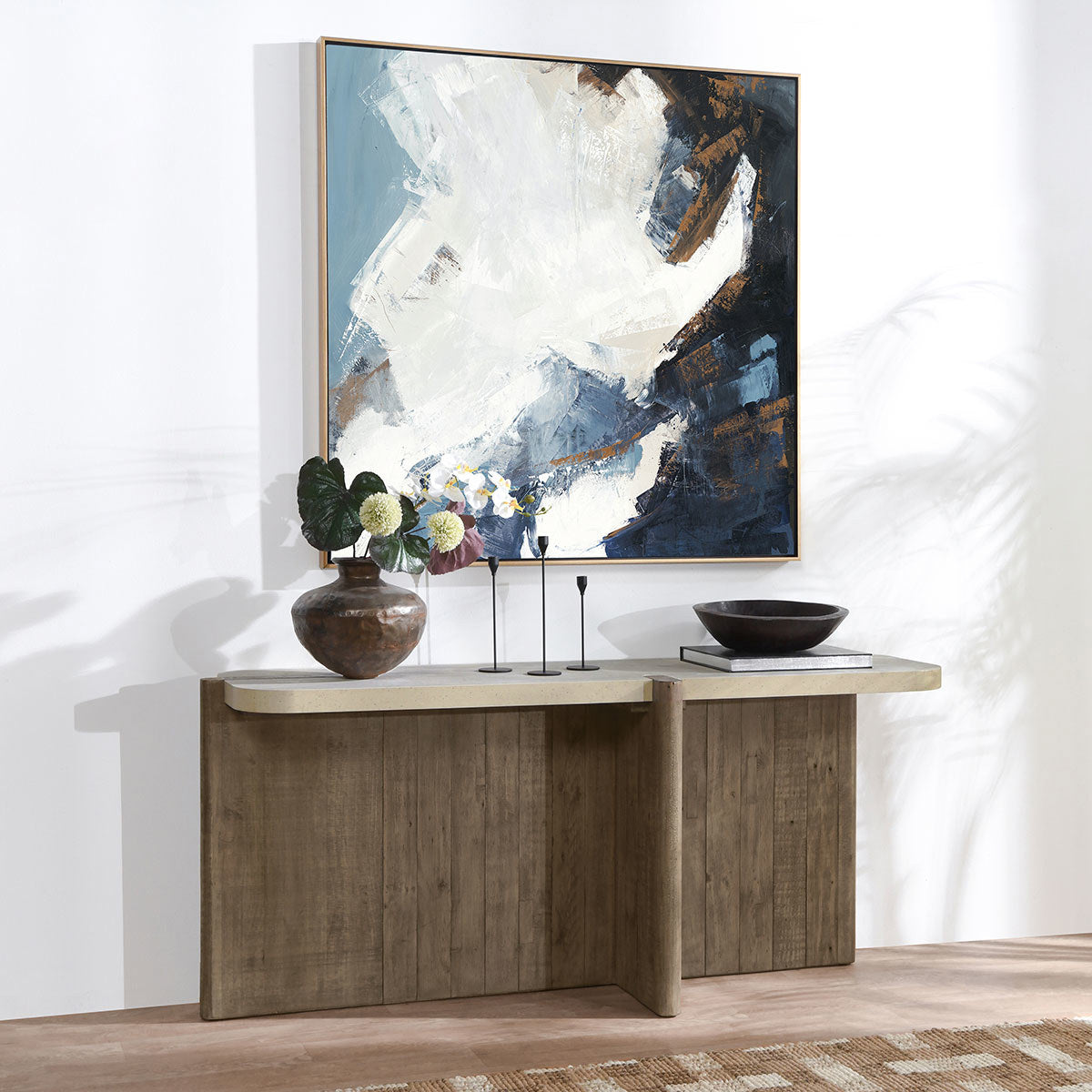 Dillon Rectangle Console Table - Natural/Antique White