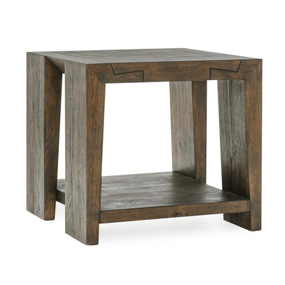 Troy Square End Table - Suede Brown