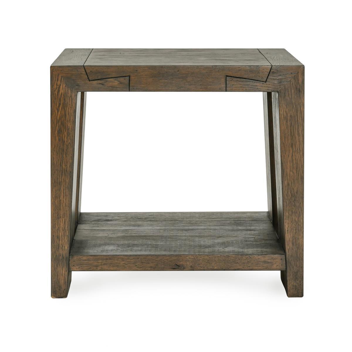 Troy Square End Table - Suede Brown