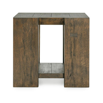 Troy Square End Table - Suede Brown