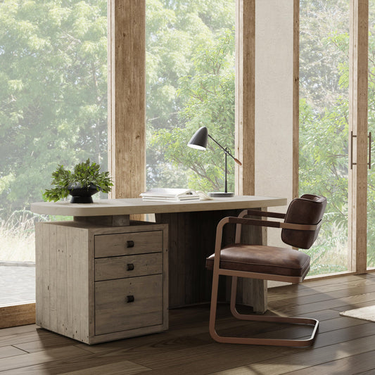 Angus Desk - Antique White/Distressed Gray