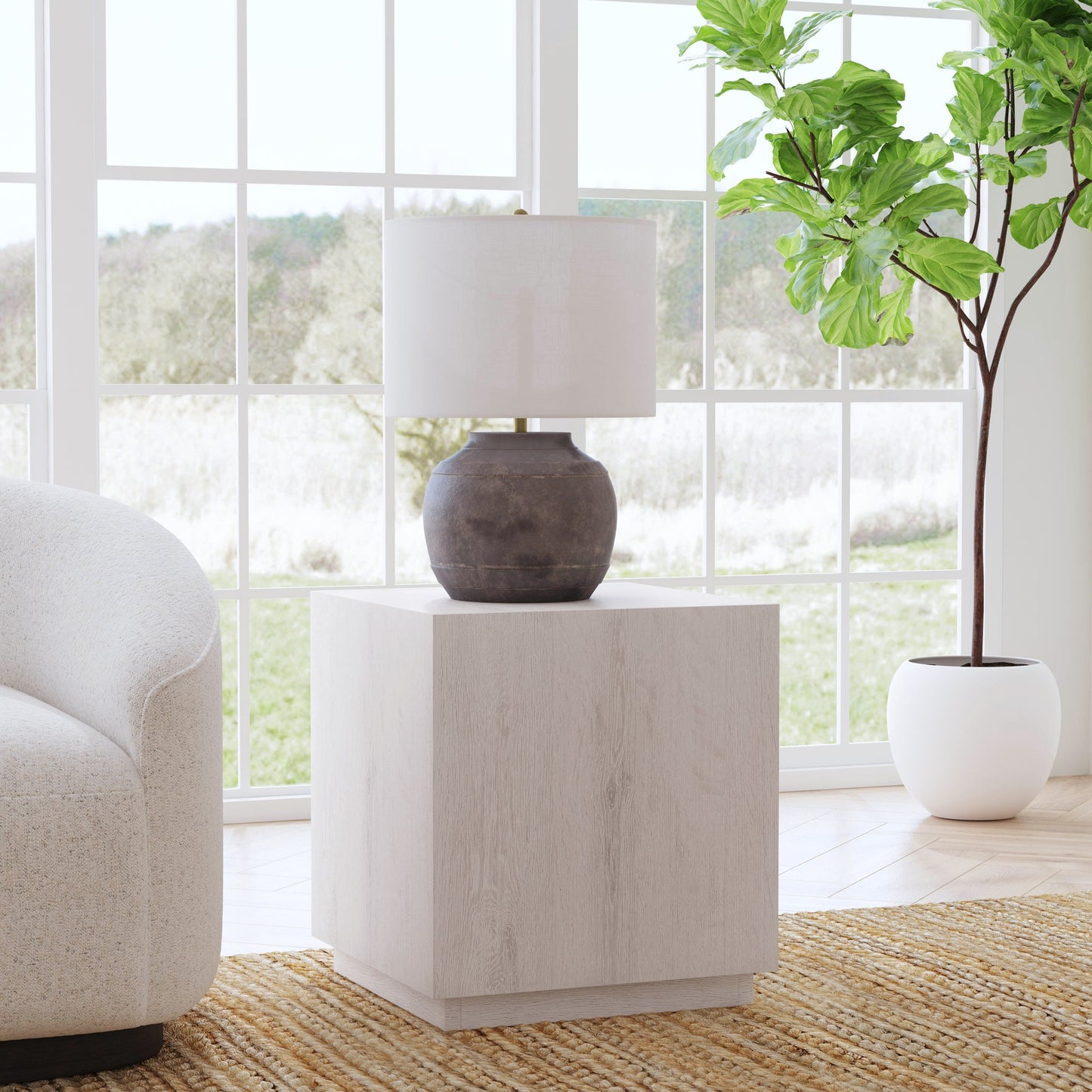 Layne Square End Table - Milk White