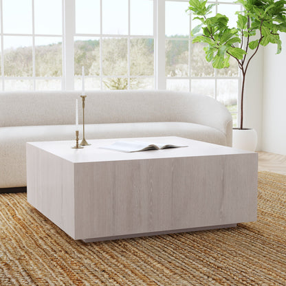 Layne Square Coffee Table w Casters - Milk White