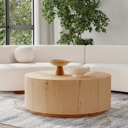 Layne Round Coffee Table with Casters - True Natural