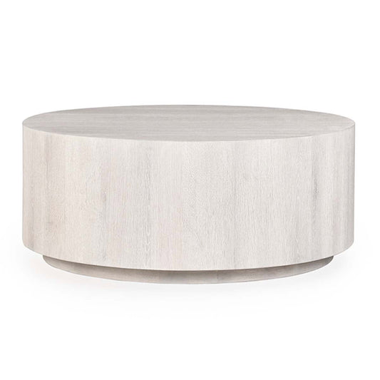 Layne Round Coffee Table with Casters - Milk White