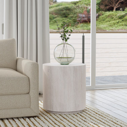 Layne Round End Table - Milk White
