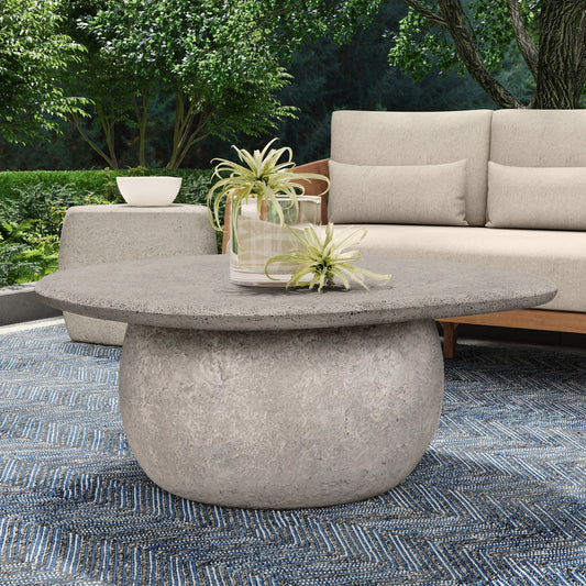 Britney Outdoor Round Coffee Table - Light Gray