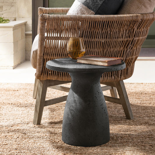 Collins Outdoor Round Accent Table - Dark Gray