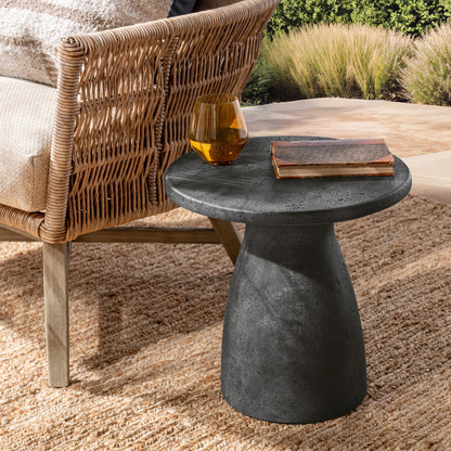 Collins Outdoor Round Accent Table - Dark Gray