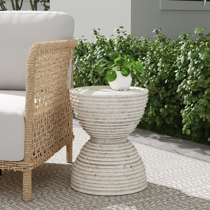 Corey Outdoor Round Accent Table - Light Gray