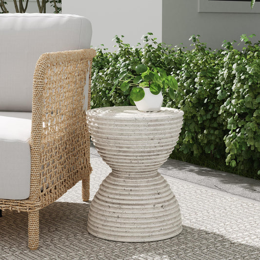 Corey Outdoor Round Accent Table - Light Gray