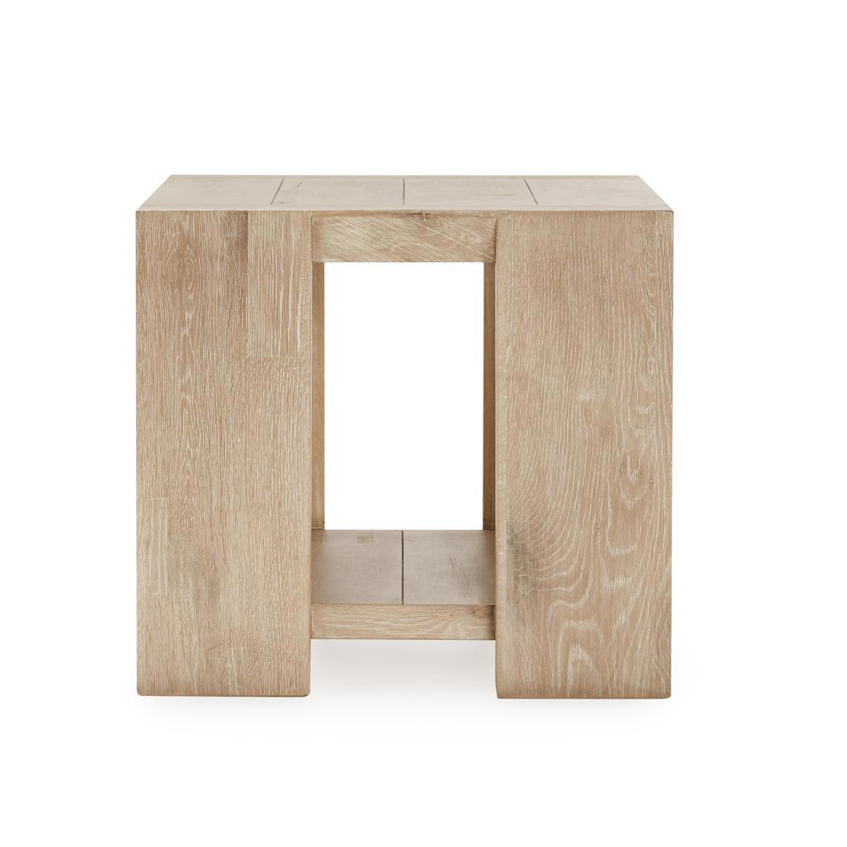 Troy Square End Table - Aged Cream