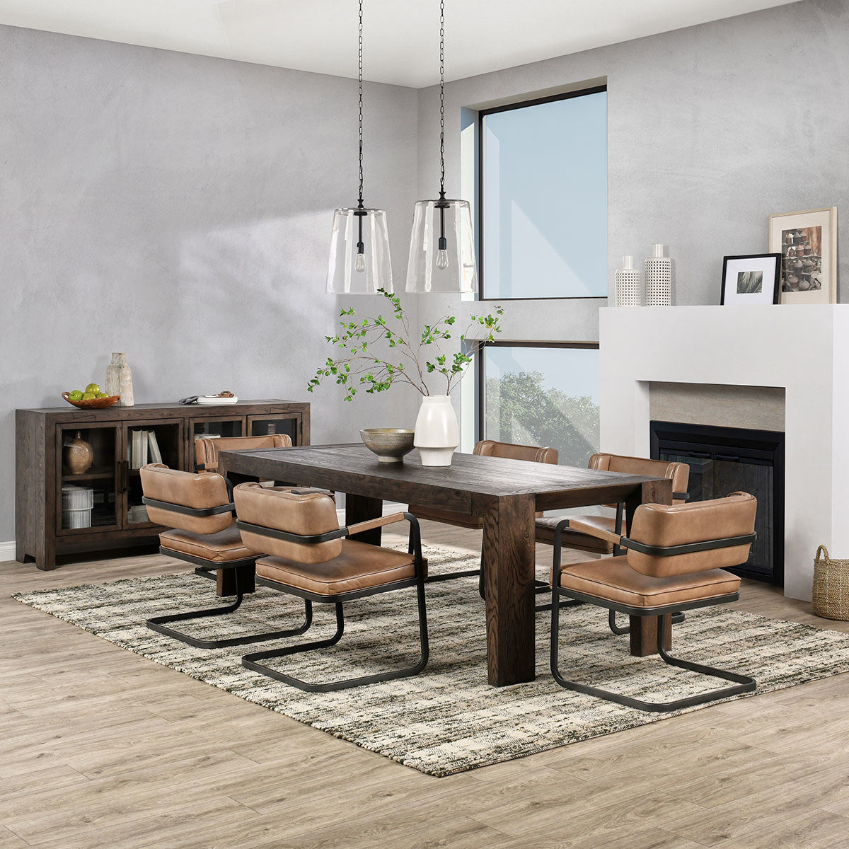 Troy Rectangle Dining Table - Suede Brown