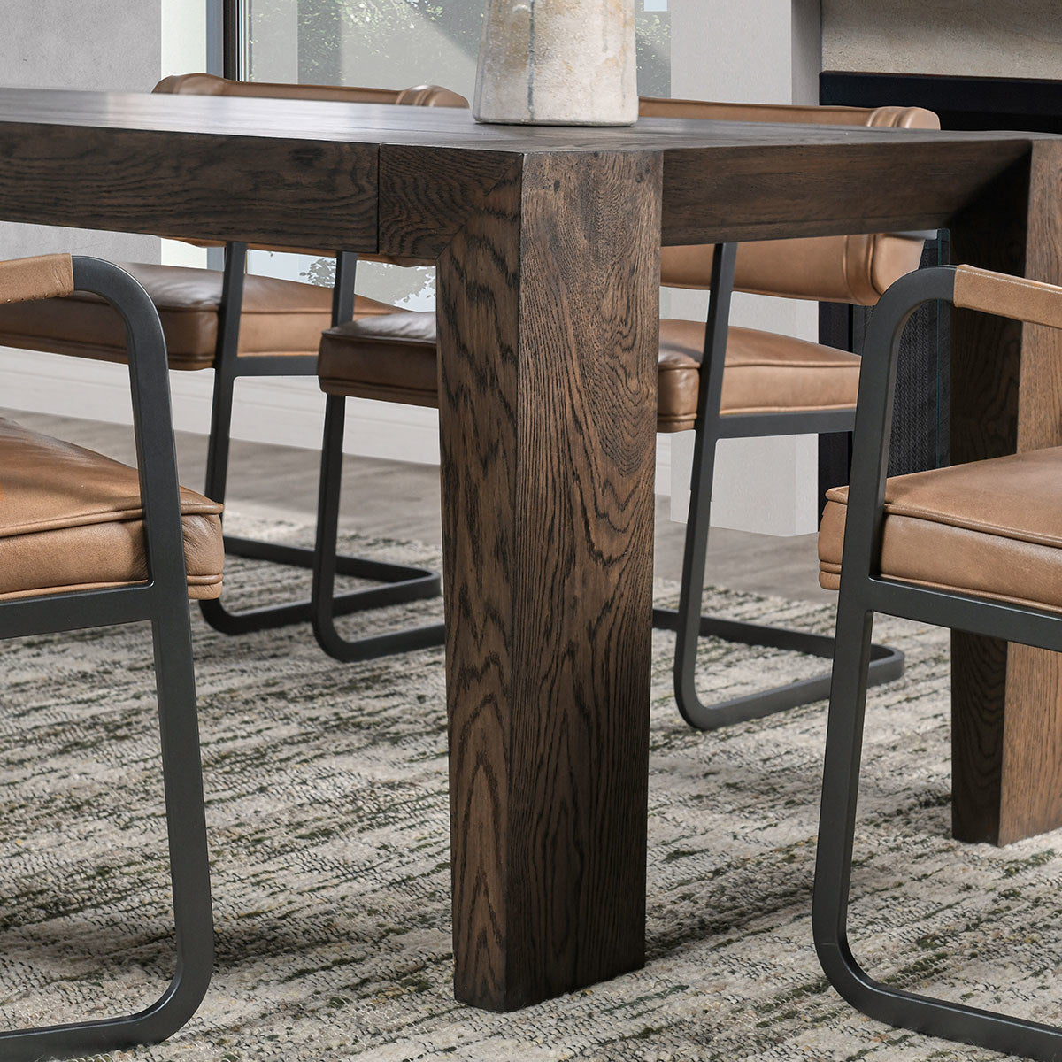 Troy Rectangle Dining Table - Suede Brown