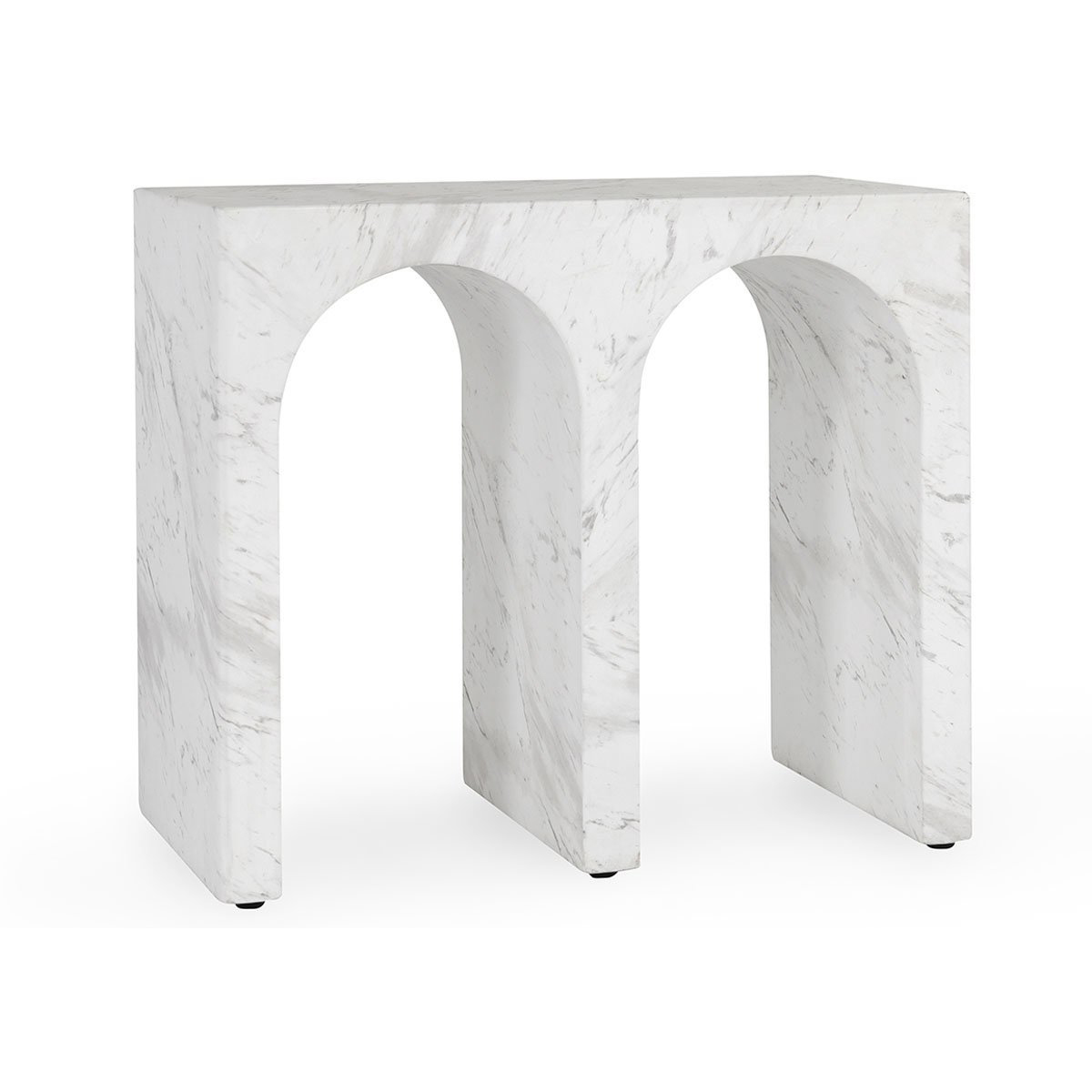 Marmo Outdoor Rectangle End Table - Ivory/Gray