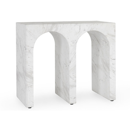 Marmo Outdoor Rectangle End Table - Ivory/Gray