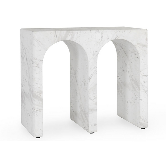 Marmo Outdoor Rectangle End Table - Ivory/Gray