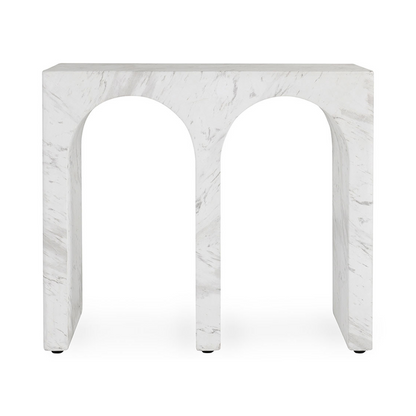 Marmo Outdoor Rectangle End Table - Ivory/Gray