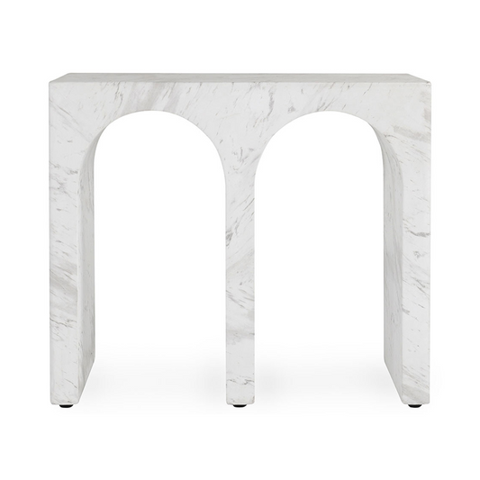 Marmo Outdoor Rectangle End Table - Ivory/Gray