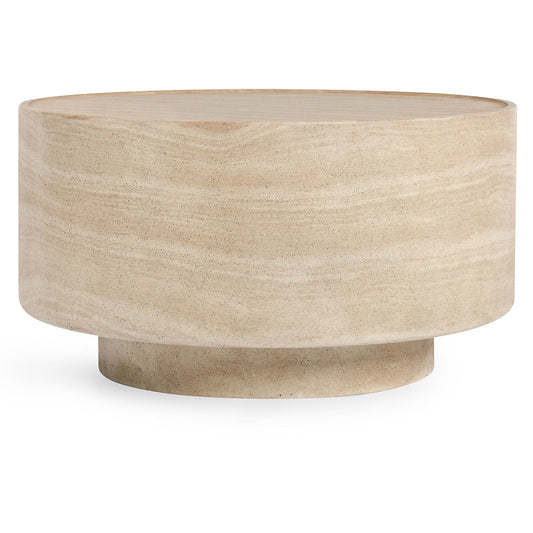 Mckenna Outdoor Round Coffee Table - Travertine