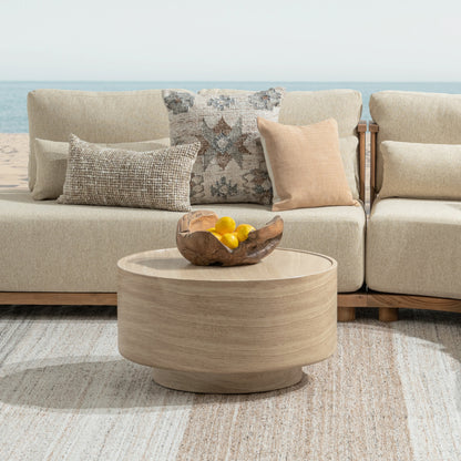 Mckenna Outdoor Round Coffee Table - Travertine
