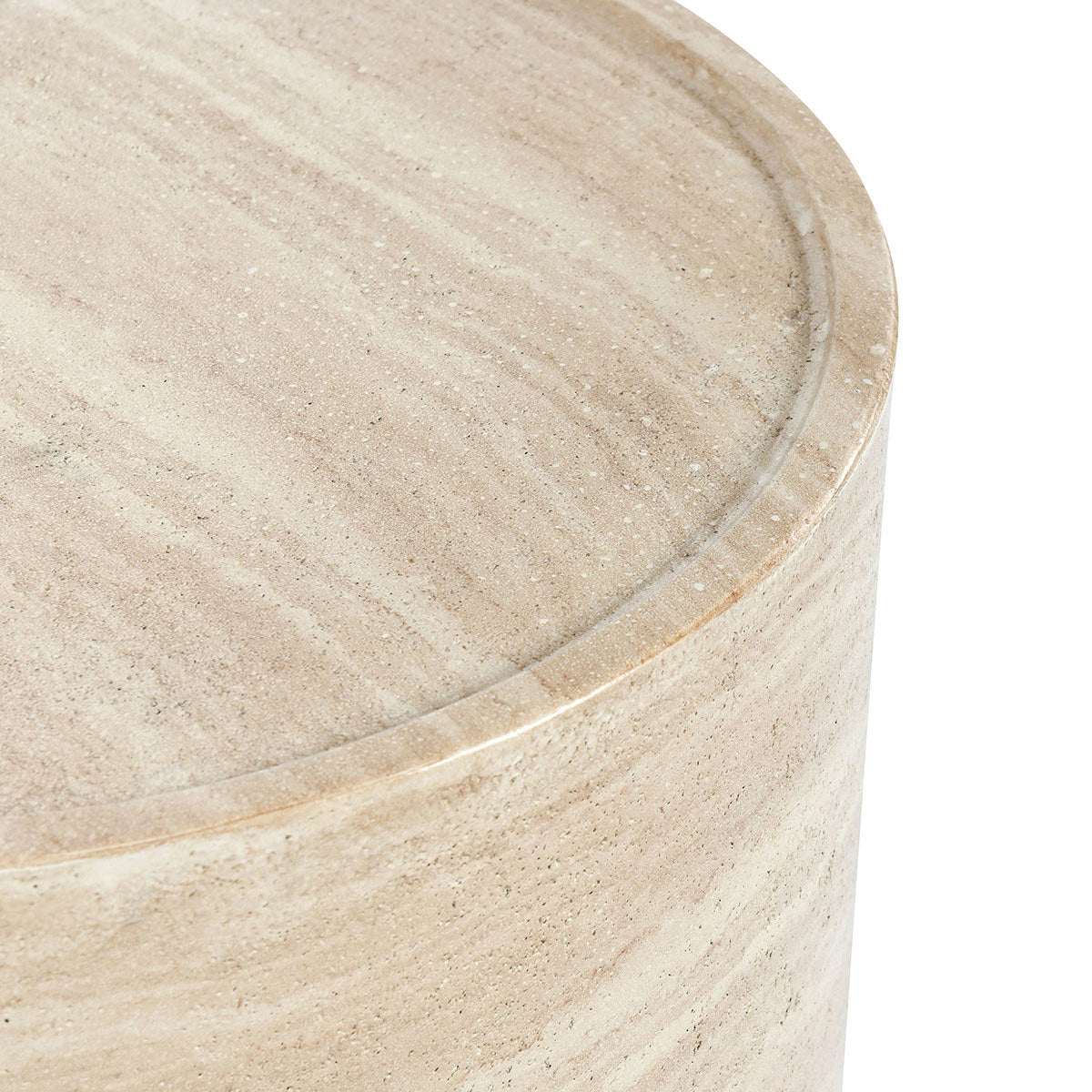 Mckenna Outdoor Round End Table - Travertine