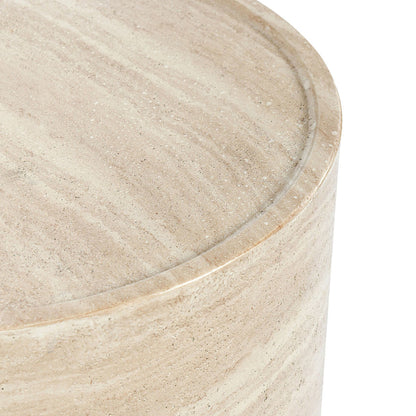Mckenna Outdoor Round End Table - Travertine