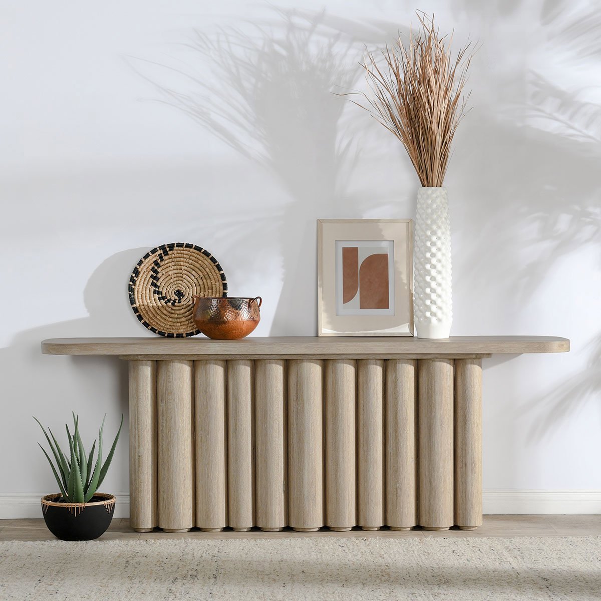 Tiber Rectangle Console Table - Cream Washed