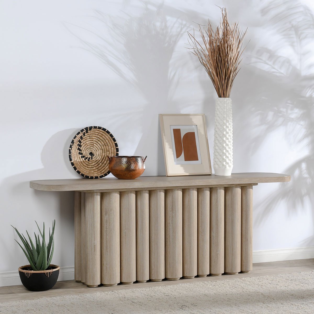 Tiber Rectangle Console Table - Cream Washed