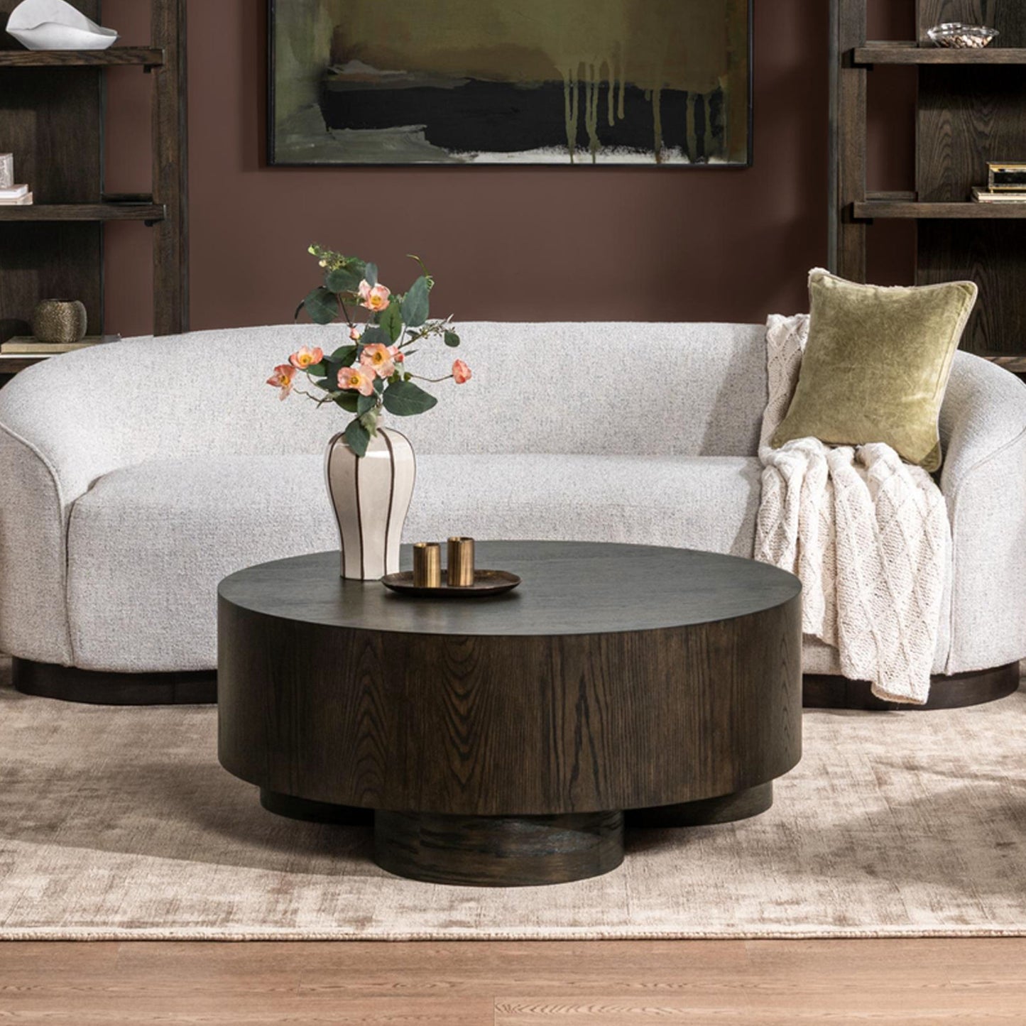 Runa Round Coffee Table - Coffee Brown