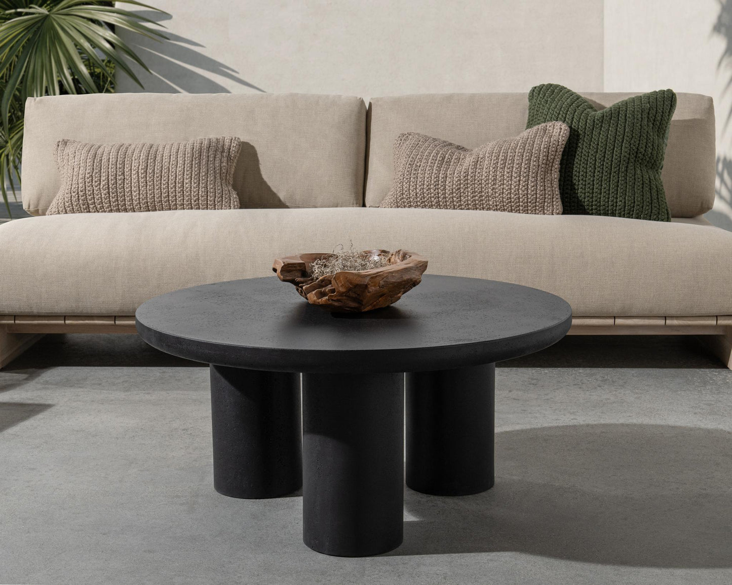 Anzio Outdoor Round Coffee Table - Black