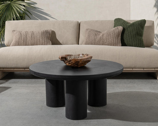 Anzio Outdoor Round Coffee Table - Black