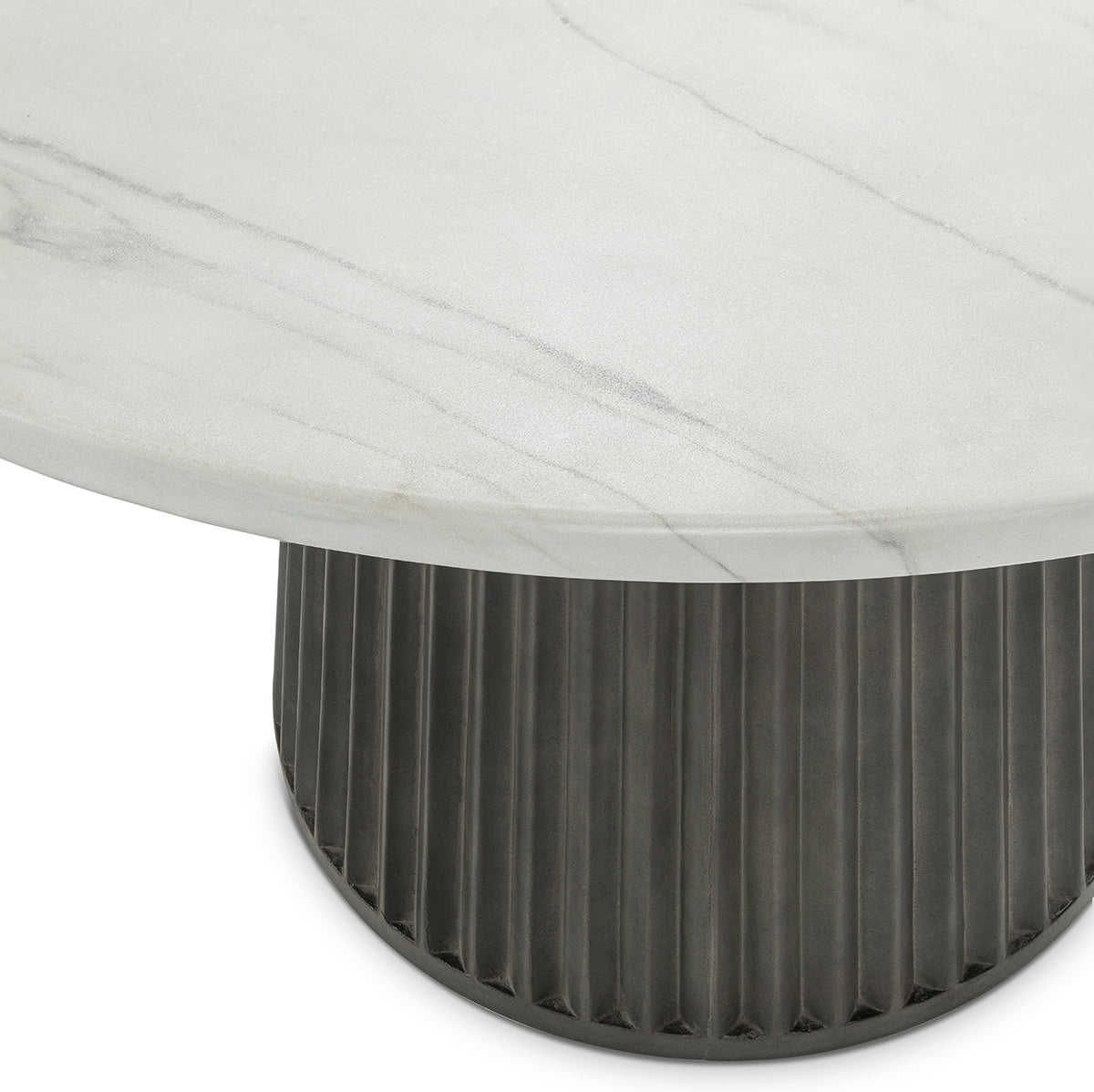 Caspia Outdoor Round Dining Table - Snowdrift White/Black