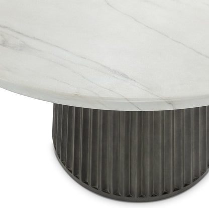 Caspia Outdoor Round Dining Table - Snowdrift White/Black
