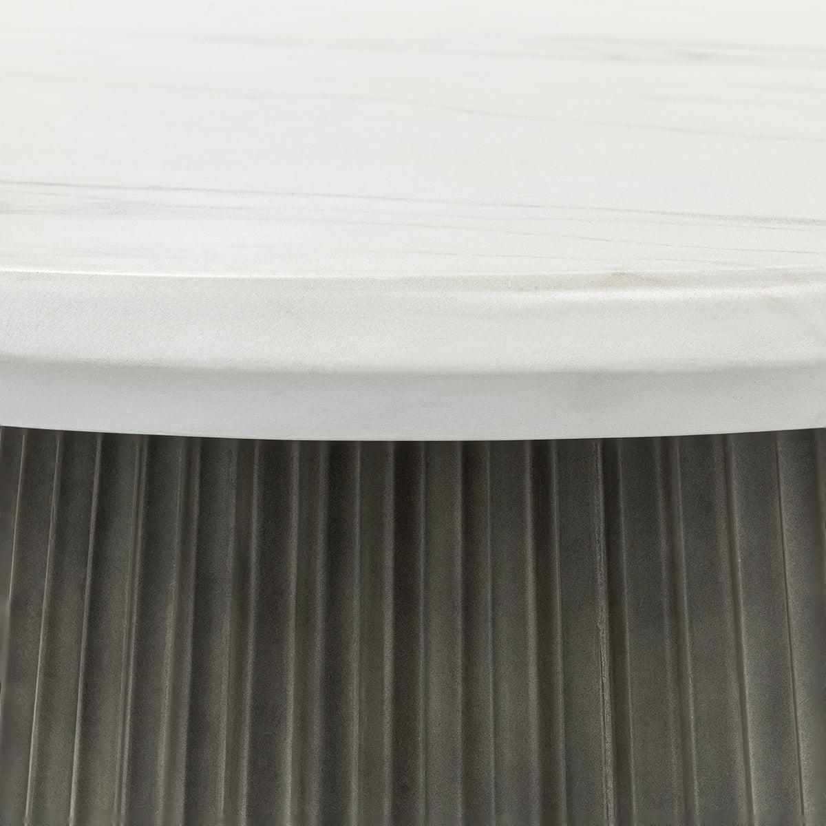 Caspia Outdoor Round Dining Table - Snowdrift White/Black