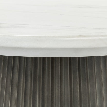 Caspia Outdoor Round Dining Table - Snowdrift White/Black
