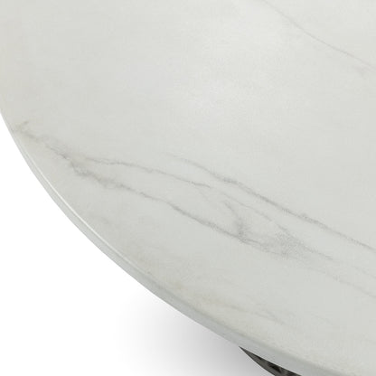 Caspia Outdoor Round Dining Table - Snowdrift White/Black