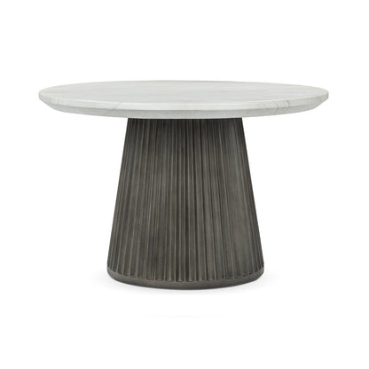 Caspia Outdoor Round Dining Table - Snowdrift White/Black