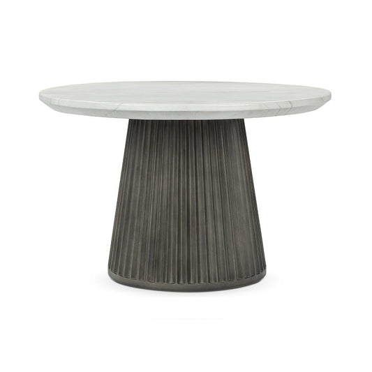 Caspia Outdoor Round Dining Table - Snowdrift White/Black
