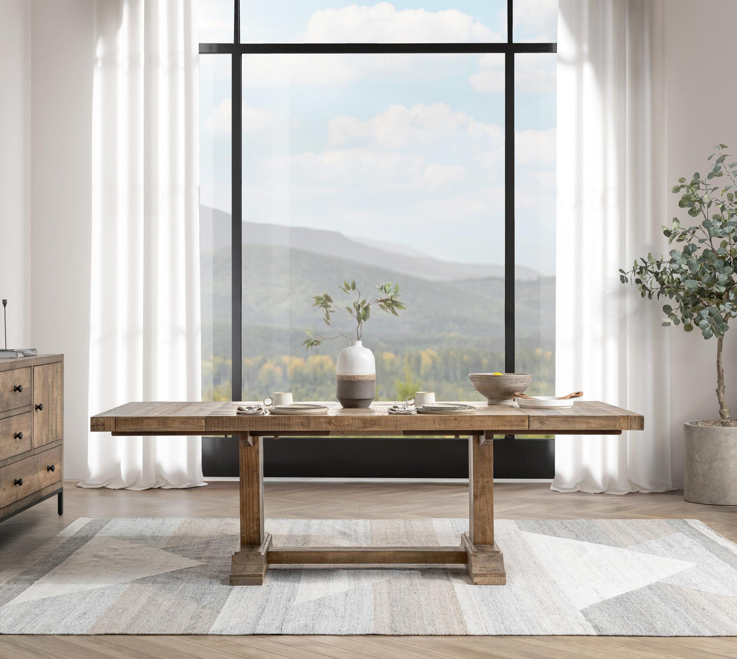 Dita 63"-95" Extendable Dining Table Warm Natural