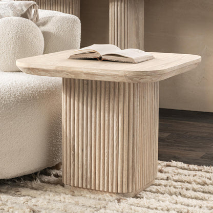 Vander Square End Table - Cream Washed